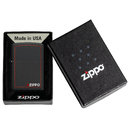 Зажигалка ZIPPO с фирменным логотипом и красной окантовкой с черным матовым покрытием | Black Matte, латунь/сталь, чёрная, матовая, 38x13x57 мм для нанесения логотипа