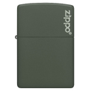 Зажигалка ZIPPO Логотип с зеленым матовым покрытием | Logo Green Matte, латунь с порошковым покрытием, зеленая, матовая, 38x13x57 мм для нанесения логотипа