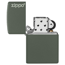 Зажигалка ZIPPO Логотип с зеленым матовым покрытием | Logo Green Matte, латунь с порошковым покрытием, зеленая, матовая, 38x13x57 мм для нанесения логотипа