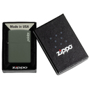 Зажигалка ZIPPO Логотип с зеленым матовым покрытием | Logo Green Matte, латунь с порошковым покрытием, зеленая, матовая, 38x13x57 мм для нанесения логотипа