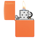 Зажигалка ZIPPO Логотип с оранжевым матовым покрытием | Logo Orange Matte, латунь/сталь, оранжевая с фирменным логотипом, матовая, 38x13x57 мм для нанесения логотипа