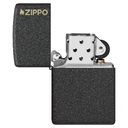 Зажигалка ZIPPO Логотип с черным покрытием с кракелюром | Logo Black Crackle™, латунь/сталь, чёрная, матовая, 38x13x57 мм для нанесения логотипа