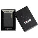 Зажигалка ZIPPO Логотип с черным покрытием с кракелюром | Logo Black Crackle™, латунь/сталь, чёрная, матовая, 38x13x57 мм для нанесения логотипа