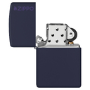 Зажигалка ZIPPO Логотип с темно-синем матовым покрытием | Logo Navy Matte, латунь/сталь, синяя, матовая, 38x13x57 мм для нанесения логотипа