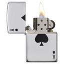 Зажигалка ZIPPO Туз пик с покрытием Глянцевый хром | Simple Spade Design High Polish Chrome, латунь/сталь, серебристая, 38x13x57 мм для нанесения логотипа