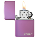 Зажигалка ZIPPO Логотип с глянцевым фиолетовым покрытием | Logo High Polish Purple, латунь/сталь, фиолетовая, глянцевая, 38x13x57 мм для нанесения логотипа