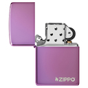 Зажигалка ZIPPO Логотип с глянцевым фиолетовым покрытием | Logo High Polish Purple, латунь/сталь, фиолетовая, глянцевая, 38x13x57 мм для нанесения логотипа