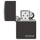 Зажигалка ZIPPO Логотип с черным глянцевым покрытием | Logo High Polish Black, латунь/сталь, чёрная с логотипом, глянцевая, 38x13x57 мм для нанесения логотипа