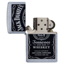 Зажигалка ZIPPO Джек Дэниэлс с покрытием поцарапанный хром | Jack Daniels® Street Chrome, латунь/сталь, серебристая, 38x13x57мм для нанесения логотипа
