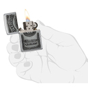 Зажигалка ZIPPO Эмблема Джек Дэниэлс с покрытием Глянцевый хром | Jack Daniels® Emblem High Polish Chrome, латунь/сталь, серебристая, 38x13x57 мм для нанесения логотипа