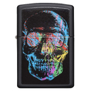 Зажигалка ZIPPO Цветной череп с черным матовым покрытием | Colorful Skull Design Black Matte, латунь/сталь, черная, 38x13x57 мм для нанесения логотипа
