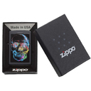 Зажигалка ZIPPO Цветной череп с черным матовым покрытием | Colorful Skull Design Black Matte, латунь/сталь, черная, 38x13x57 мм для нанесения логотипа