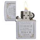 Зажигалка ZIPPO Молитва о безмятежности с покрытием сатинированный хром | Serenity Prayer Satin Chrome, латунь/сталь, серебристая, матовая,38x13x57 мм для нанесения логотипа