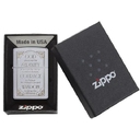 Зажигалка ZIPPO Молитва о безмятежности с покрытием сатинированный хром | Serenity Prayer Satin Chrome, латунь/сталь, серебристая, матовая,38x13x57 мм для нанесения логотипа