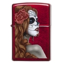Зажигалка ZIPPO День мертвых с покрытием Красное карамелизированное яблоко | Day of Dead Candy Apple Red™, латунь/сталь,красная,глянцевая, 38x13x57мм для нанесения логотипа