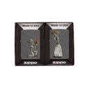Набор ZIPPO Влюбленные зомби из двух зажигалок с каменным покрытием | Couple Iron Stone, серые, матовые для нанесения логотипа