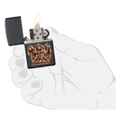 Зажигалка ZIPPO Три обезьяны с черным матовым покрытием | Three Monkeys Black Matte, латунь/сталь, чёрная, матовая, 38x13x57 мм для нанесения логотипа