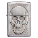 Зажигалка ZIPPO Череп с покрытием матовый хром | Skull Design Brushed Chrome, латунь/сталь, серебристая, 38x13x57 мм для нанесения логотипа