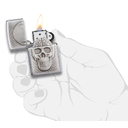 Зажигалка ZIPPO Череп с покрытием матовый хром | Skull Design Brushed Chrome, латунь/сталь, серебристая, 38x13x57 мм для нанесения логотипа