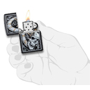 Зажигалка ZIPPO Часы и череп с черным матовым покрытием | Skull Clock Black Matte, латунь/сталь, чёрная, матовая, 38x13x57 мм для нанесения логотипа