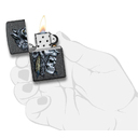 Зажигалка ZIPPO Череп с головой волка с каменным покрытием | Wolf Skull Iron Stone, латунь/сталь, серая, матовая, 38x13x57 мм для нанесения логотипа