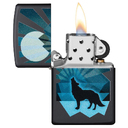 Зажигалка ZIPPO Волк и луна с черным матовым покрытием | Wolf and Moon Black Matte, латунь/сталь, чёрная, матовая, 38x13x57 мм для нанесения логотипа