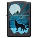 Зажигалка ZIPPO Волк и луна с черным матовым покрытием | Wolf and Moon Black Matte, латунь/сталь, чёрная, матовая, 38x13x57 мм для нанесения логотипа