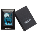 Зажигалка ZIPPO Волк и луна с черным матовым покрытием | Wolf and Moon Black Matte, латунь/сталь, чёрная, матовая, 38x13x57 мм для нанесения логотипа