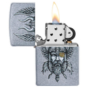 Зажигалка ZIPPO Викинг с покрытием поцарапанный хром | Viking Warrior Street Chrome, латунь/сталь, серебристая, 38x13x57 мм для нанесения логотипа