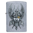 Зажигалка ZIPPO Викинг с покрытием поцарапанный хром | Viking Warrior Street Chrome, латунь/сталь, серебристая, 38x13x57 мм для нанесения логотипа