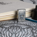 Зажигалка ZIPPO Викинг с покрытием поцарапанный хром | Viking Warrior Street Chrome, латунь/сталь, серебристая, 38x13x57 мм для нанесения логотипа