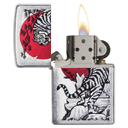 Зажигалка ZIPPO Азиатский тигр с покрытием матовый хром | Asian Tiger Brushed Chrome, латунь/сталь, серебристая, 38x13x57 мм для нанесения логотипа