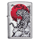 Зажигалка ZIPPO Азиатский тигр с покрытием матовый хром | Asian Tiger Brushed Chrome, латунь/сталь, серебристая, 38x13x57 мм для нанесения логотипа