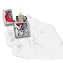 Зажигалка ZIPPO Азиатский тигр с покрытием матовый хром | Asian Tiger Brushed Chrome, латунь/сталь, серебристая, 38x13x57 мм для нанесения логотипа
