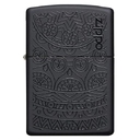 Зажигалка ZIPPO Черный мотив с черным матовым покрытием | Tone on Tone Design Black Matte, латунь/сталь, чёрная, 38x13x57 мм для нанесения логотипа