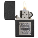 Зажигалка ZIPPO Логотип в золоте с черным покрытием с кракелюром | Gold Zippo Logo Black Crackle™, латунь/сталь, чёрная, матовая, 38x13x57 мм для нанесения логотипа