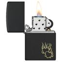 Зажигалка ZIPPO Сердца в огне с черным матовым покрытием | Fire Heart Black Matte, латунь/сталь, черная, матовая, 38x13x57 мм для нанесения логотипа