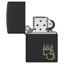 Зажигалка ZIPPO Сердца в огне с черным матовым покрытием | Fire Heart Black Matte, латунь/сталь, черная, матовая, 38x13x57 мм для нанесения логотипа