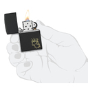 Зажигалка ZIPPO Сердца в огне с черным матовым покрытием | Fire Heart Black Matte, латунь/сталь, черная, матовая, 38x13x57 мм для нанесения логотипа