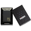Зажигалка ZIPPO Сердца в огне с черным матовым покрытием | Fire Heart Black Matte, латунь/сталь, черная, матовая, 38x13x57 мм для нанесения логотипа