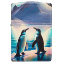 Зажигалка ZIPPO Пингвины с покрытием, светящимся в темноте зеленым | Penguin Glow In The Dark Green, латунь/сталь, разноцветная, 38x13x57 мм для нанесения логотипа