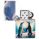 Зажигалка ZIPPO Пингвины с покрытием, светящимся в темноте зеленым | Penguin Glow In The Dark Green, латунь/сталь, разноцветная, 38x13x57 мм для нанесения логотипа
