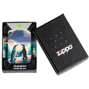 Зажигалка ZIPPO Пингвины с покрытием, светящимся в темноте зеленым | Penguin Glow In The Dark Green, латунь/сталь, разноцветная, 38x13x57 мм для нанесения логотипа