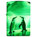 Зажигалка ZIPPO Пингвины с покрытием, светящимся в темноте зеленым | Penguin Glow In The Dark Green, латунь/сталь, разноцветная, 38x13x57 мм для нанесения логотипа