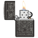 Зажигалка ZIPPO Колесо фортуны с черным глянцевым покрытием | Wheel Of Fortune High Polish Black, латунь/сталь, черная, глянцевая, 38x13x57 мм для нанесения логотипа