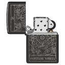 Зажигалка ZIPPO Колесо фортуны с черным глянцевым покрытием | Wheel Of Fortune High Polish Black, латунь/сталь, черная, глянцевая, 38x13x57 мм для нанесения логотипа