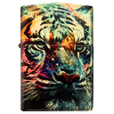 Зажигалка ZIPPO Нарисованный тигр с покрытием Искусственно состаренная латунь | Painted Tiger 540 Tumbled Brass,латунь/сталь,разноцветная, 38x13x57 мм для нанесения логотипа