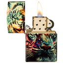 Зажигалка ZIPPO Нарисованный тигр с покрытием Искусственно состаренная латунь | Painted Tiger 540 Tumbled Brass,латунь/сталь,разноцветная, 38x13x57 мм для нанесения логотипа