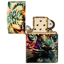 Зажигалка ZIPPO Нарисованный тигр с покрытием Искусственно состаренная латунь | Painted Tiger 540 Tumbled Brass,латунь/сталь,разноцветная, 38x13x57 мм для нанесения логотипа