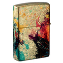 Зажигалка ZIPPO Нарисованный тигр с покрытием Искусственно состаренная латунь | Painted Tiger 540 Tumbled Brass,латунь/сталь,разноцветная, 38x13x57 мм для нанесения логотипа